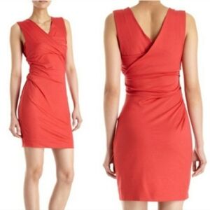 Diane von Furstenberg Parker Ruched Jersey Sheath Dress Red Sleeveless Size M
